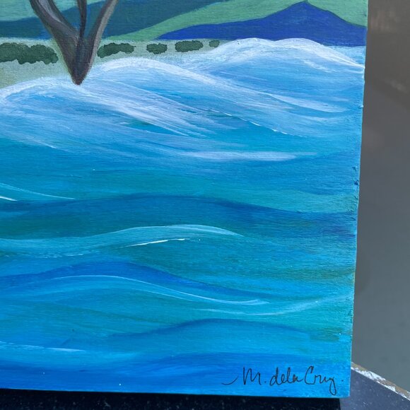 Original Acrylic Painting On Wood Coastal Art Cruz - Picture 5 of 5